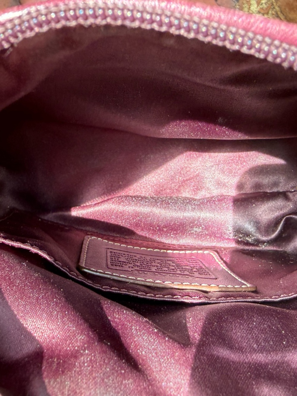 Coach Beige Signature Canvas Shoulder Bag with Plum/Burgundy Leather Panel - Picture 12 of 12